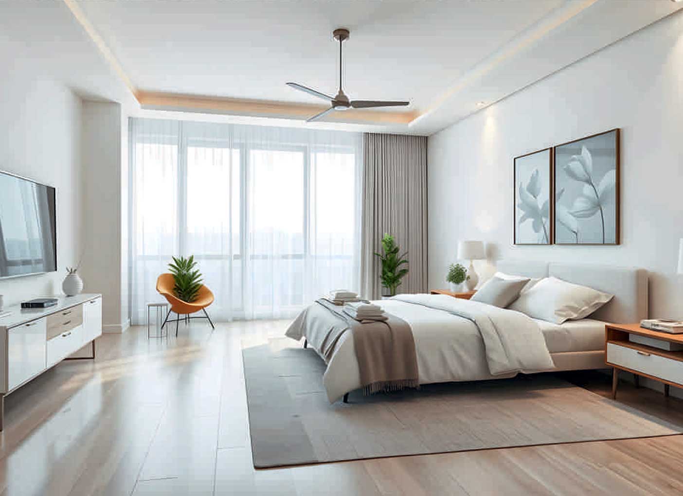 Artistic View of Spacious Bedrooms